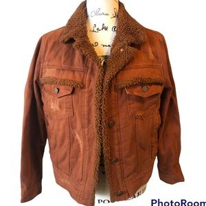 Chelsea & Violet Rust Denim & Fur Jacket